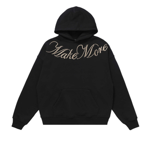 Makemore卫衣男新款‘麻绳刺绣’美式圣诞红宽松情侣装长袖上衣女