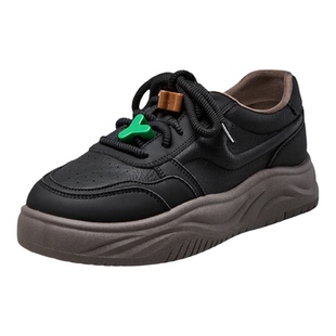 意尔康女鞋春秋厚底运动休闲单鞋女士平底皮鞋英伦风软底时尚百搭