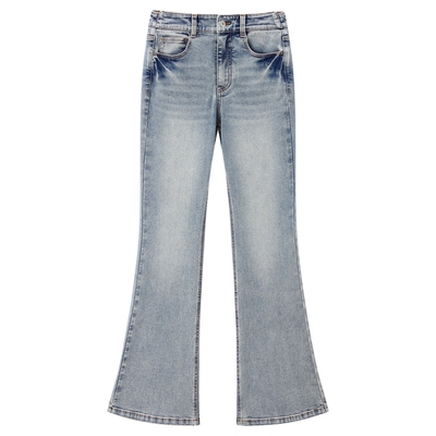 商场同款太平鸟超模喇叭牛仔裤女