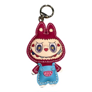 创意礼品拉布布羊皮钥匙扣丑萌精灵手工挂件潮玩包包挂饰生日礼物