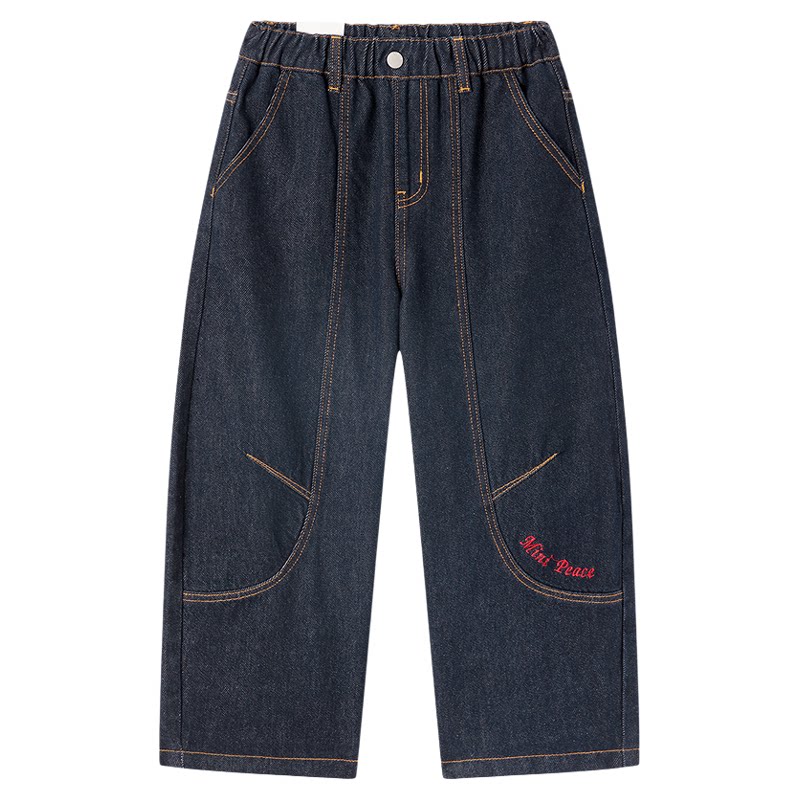 MINIPEACE太平鸟童装男童牛仔裤冬季加绒春节儿童香蕉裤子长裤