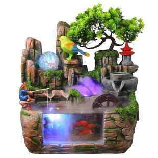 鱼缸造景客厅迷你小型自循环流水瀑布带氧气桌面创意家用招财鱼缸