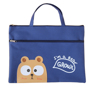 B4学生可爱补习防水拉链袋A4多层大容量孕妇产检资料单手提文件袋