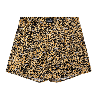 豹纹阿罗裤纯棉男士宽松四角内裤头女居家情侣短睡裤大裤衩孖烟通