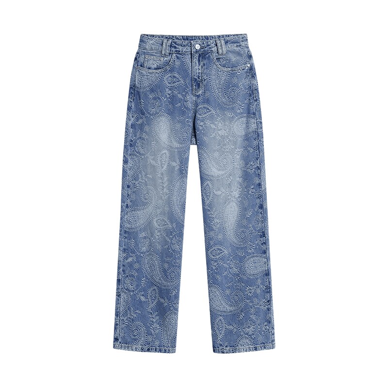 Desigual26秋冬新品牛仔提花烫钻爱心贴布绣女式牛仔裤