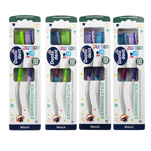 德国dm进口dontodent儿童牙刷宝宝换牙期清洁护齿0-3-6-12岁硬毛