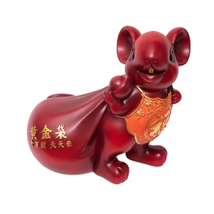 中式复古风生肖鼠存钱罐只进不出大容量储蓄罐家居客厅电视柜摆件