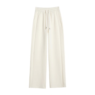 灰色卫裤女加绒裤子运动裤女款春秋加长高个子直筒加厚显瘦阔腿裤