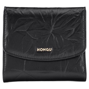 HONGU/红谷女包新款小巧精致卡包零钱包手抓纹简约高级钱包