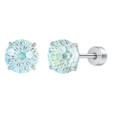 薄荷糖绿色钛合金烟花切渐变耳钉