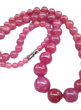 红宝石项链塔式圆珠无烧无染天然