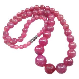 天然红宝石项链原矿石圆珠子塔链手串手链裸石首饰品无烧色无染色