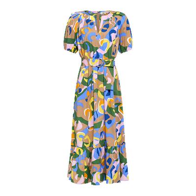 DVF云朵豹纹V领连衣裙