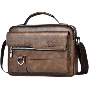 2025潮牌真皮横款男士单肩斜挎包男新款商务背包休闲多功能手提包