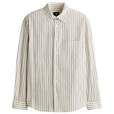 HM男士衬衫2025年冬季新款休闲版型时尚简柔软约府绸衬衫1301691