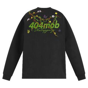 404MOB重工藤蔓花卉刺绣圆领长袖卫衣重磅男美式复古情侣宽松潮牌