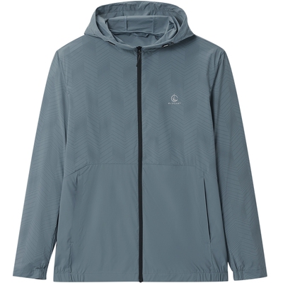 海澜之家抽绳连帽洗水印花防晒衣