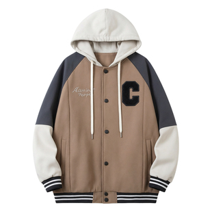 春秋季新款连帽外套男孩上衣服青少年潮牌潮流休闲棒球服夹克2026