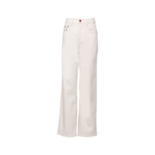 DPLAY白色牛仔裤女春季新款高级气质宽松直筒好看长裤裤子女士