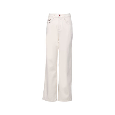 DPLAY白色牛仔裤女春季新款高级气质宽松直筒好看长裤裤子女士