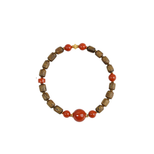 喜木火手串五行补木缺火属性天然南红玛瑙奇楠沉香手链红色本命年