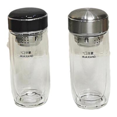 华象耐高温双层水晶玻璃杯防烫手男士商务休闲杯440ml大容量水杯