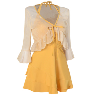 泳衣女2025年新款高级感泳装性感吊带裙小胸大胸聚拢纯欲风泡温泉