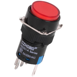 带灯款16mm自复位自锁按钮开关点动按压式LA16-11D AL6Y-M HBZS1