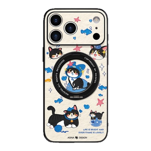小馋猫适用苹果17Promax手机壳新款ip15磁吸带支架iPhone16Pro保护套14支点高级感Ho3可爱防摔13pm全包