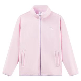 安踏儿童男童针织摇粒绒外套2025冬季新款舒适保暖女童抗静电上装