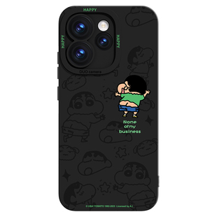 蜡笔小新适用opporeno15手机壳reno15pro保护套reno14外壳13新款12液态硅胶11全包镜头op防摔2025黑色高级感