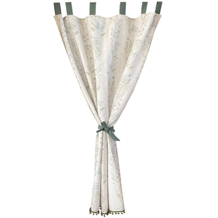 日式侘寂简约清新田园小草植物布艺吊带免打孔半帘门帘定制