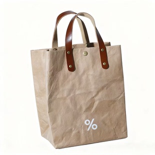 日本进口阿拉比卡Arabica风格手提包饭盒袋可水洗牛皮女纸手提包