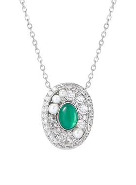 RoseMate轻奢珍珠项链女款2025新款链高级复古项链配饰天然绿玉髓