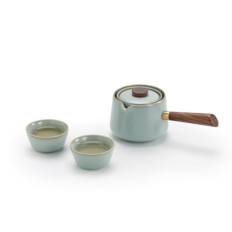 叁旬汝窑转转泡自动懒人泡茶神器家用陶瓷功夫茶具轻奢高档泡茶壶