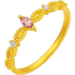 周六福黄金戒指女款蜜语星光5G足金碧玺手饰黄金镶嵌官方旗舰店