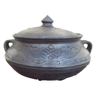 香格里拉尼西黑陶耐高温纯手工制作陶土小号家用砂锅免费开锅包邮