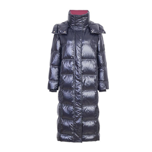 婉甸2025年冬季新品黑色长款连帽女保暖高充绒羽绒服1244D41SX5