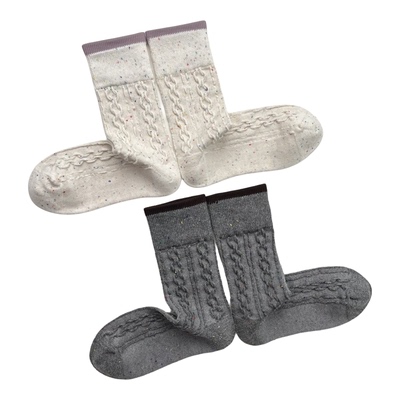 点子纱麻花纹中筒袜女