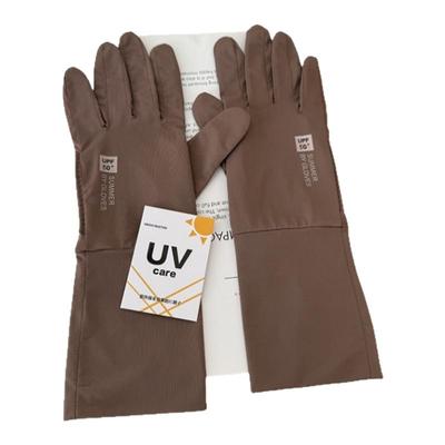 日本UPF50+冰丝防晒手套女夏季防紫外线开车防滑手腕加长薄款骑行