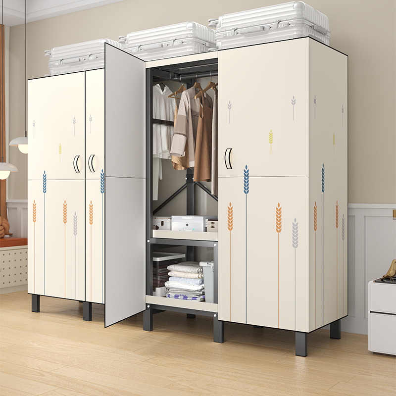 布衣柜卧室家用免安装简易出租房组装折叠全钢架加粗加厚结实耐用
