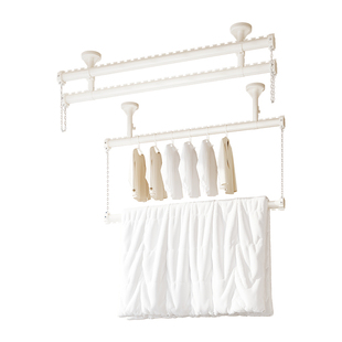 侧装晾衣杆阳台固定式上下双层顶装侧墙晾衣架家用悬挂墙上边吊杆