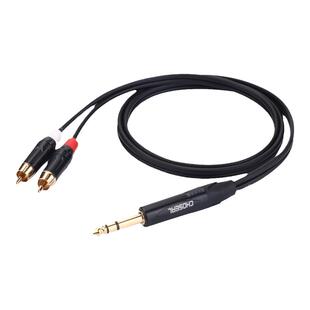 秋叶原6.5大三芯双声道6.5转双莲花一分二音频线功放调音台连接线