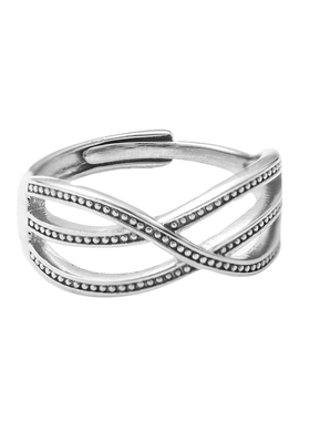 线条女925纯银时尚戒指可调节