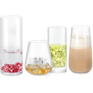 进口无铅水晶玻璃水杯家用高档超大啤酒杯牛奶果汁简约饮料杯套装