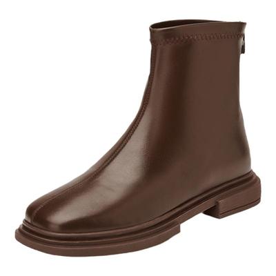 达芙妮方头短靴平底瘦瘦靴