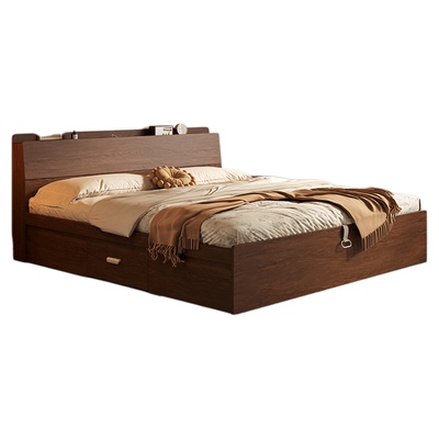 气动高箱储物床实木床