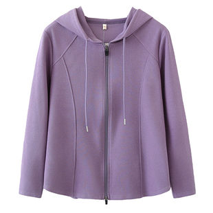 大码春装女胖mm遮肚子巨显瘦双头拉链连帽衫2026新款休闲卫衣外套