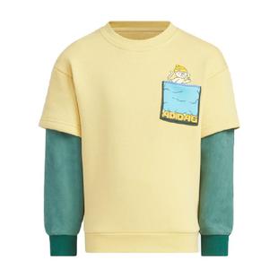 阿迪达斯童装24秋冬男女童加绒假两件运动长袖卫衣JJ4955 JJ4956