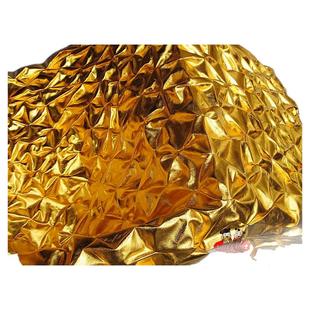 手工打皱金布包树包柱子金布烫金抓皱金布舞台节日装饰红色银色布